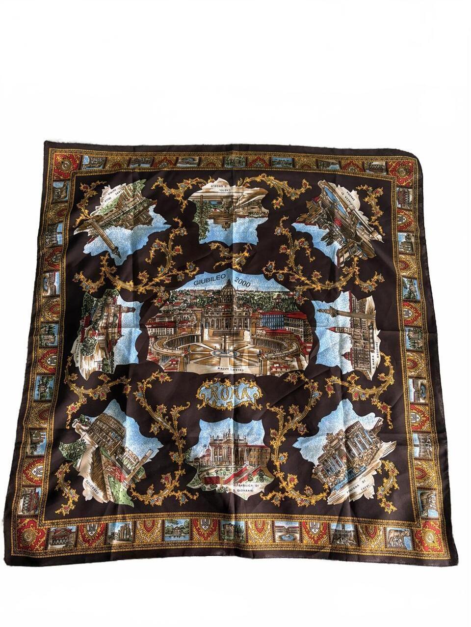 Vtg Watersilk Giubileo 2000 Roma Scarf Italian Jubilee Millennium Souvenir
